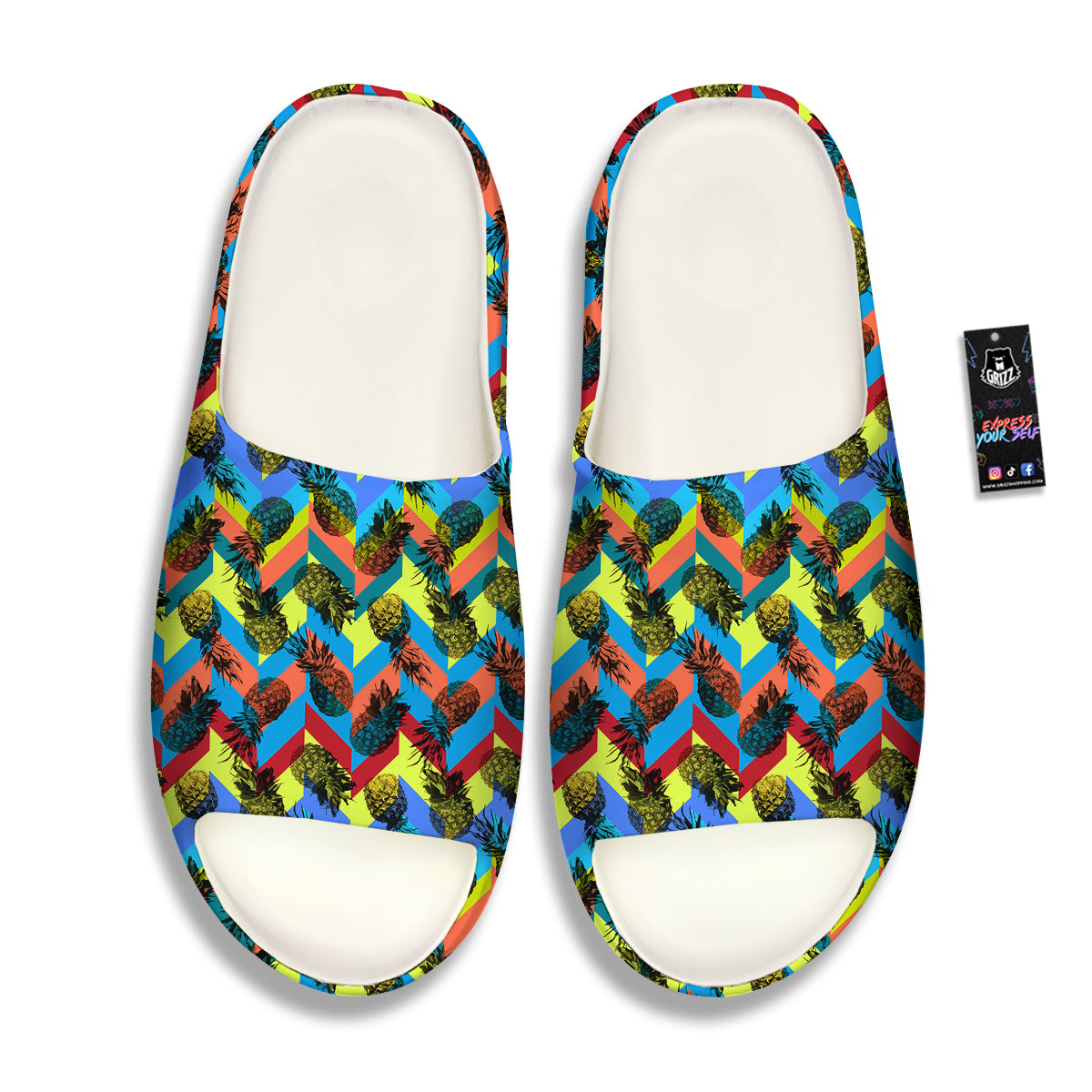 Pineapple Zigzag Print Pattern Sandals-grizzshop