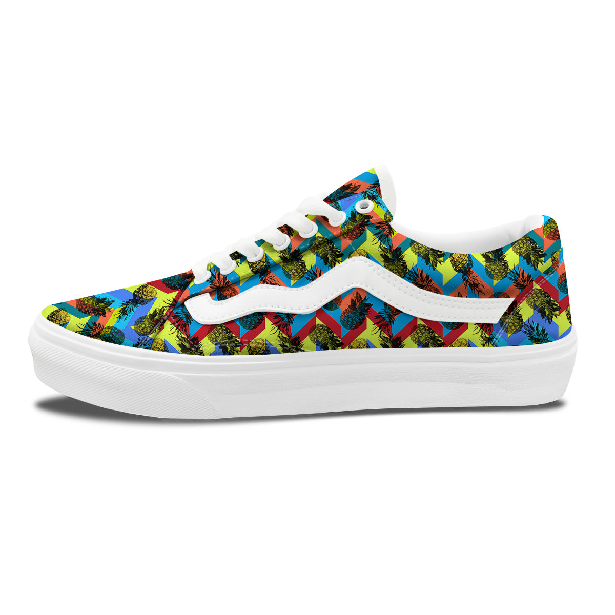 Pineapple Zigzag Print Pattern Skate Shoes-grizzshop