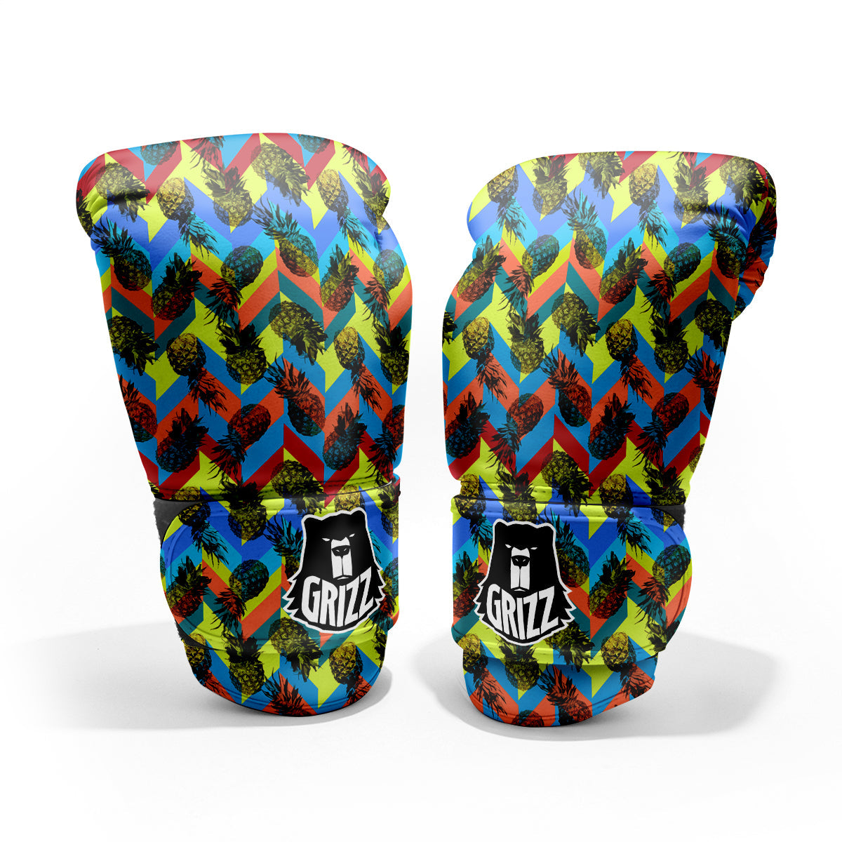 Pineapple Zigzag Print Pattern Sparring Gloves-grizzshop