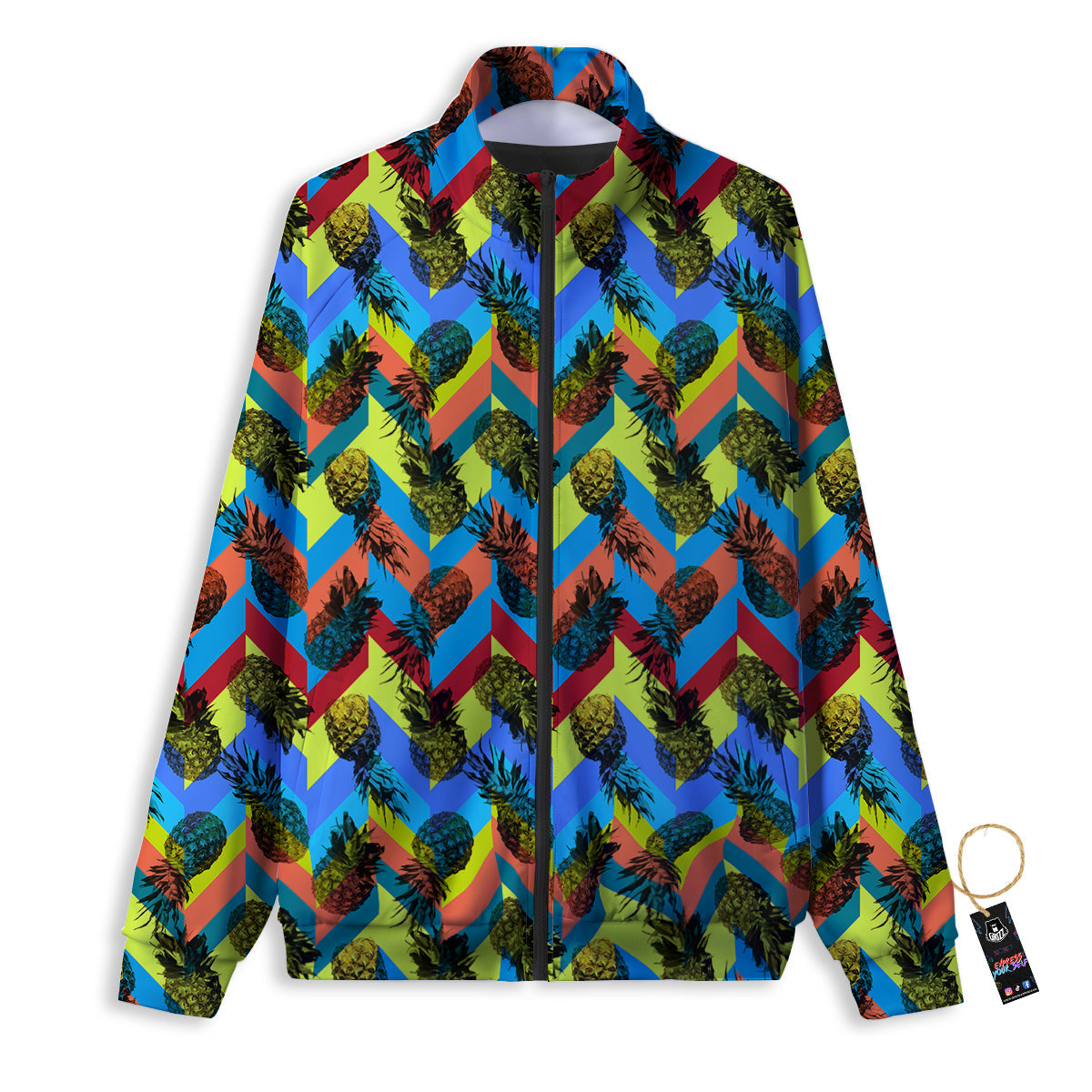 Pineapple Zigzag Print Pattern Track Jacket-grizzshop