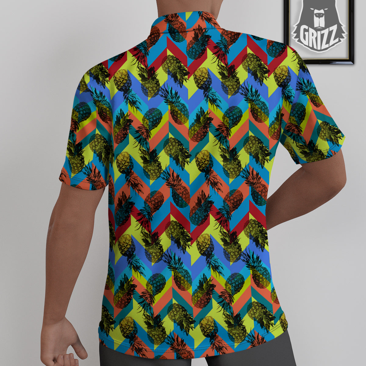 Pineapple Zigzag Print Pattern Untucked Shirts-grizzshop