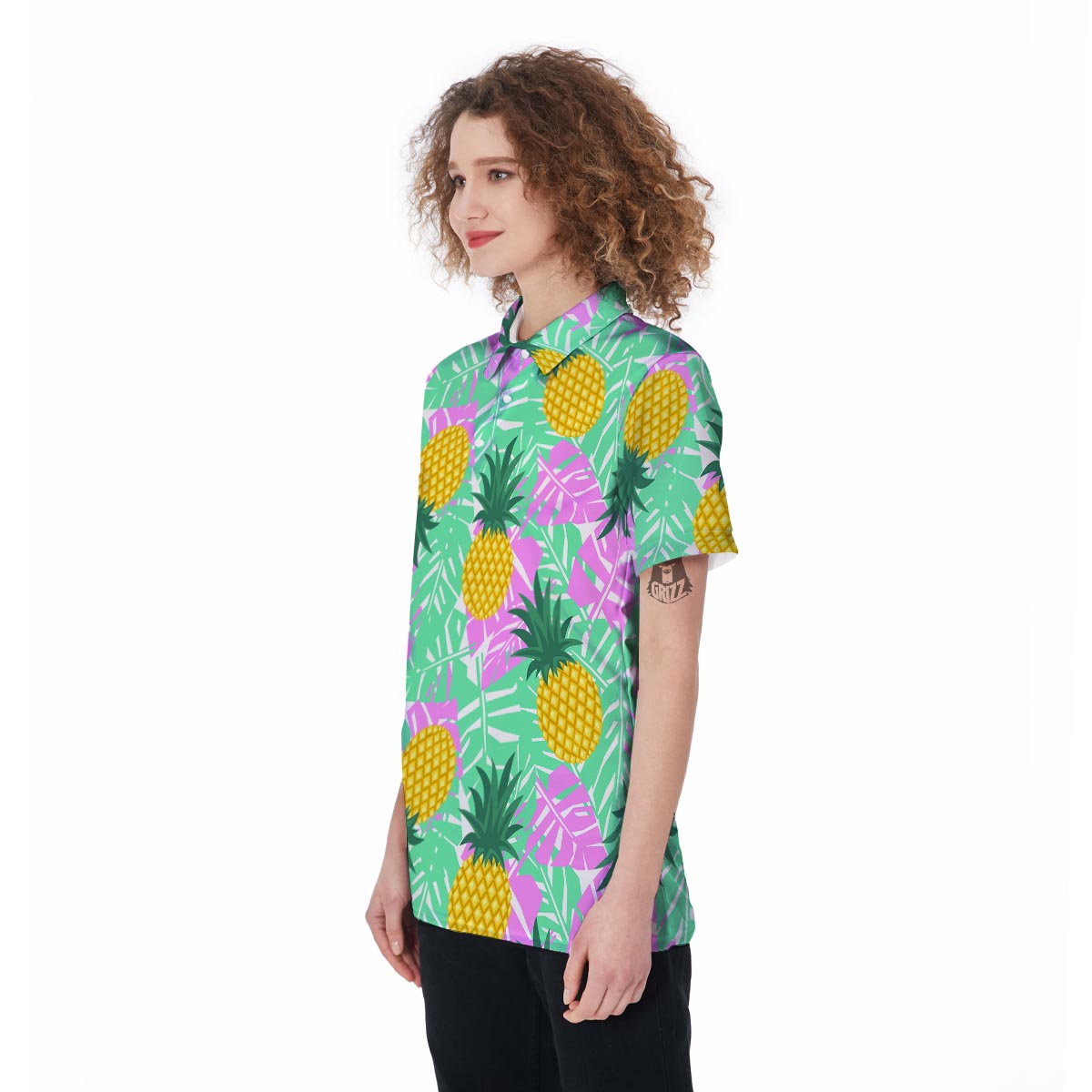 Pineapple Print Women's Golf Shirts-grizzshop