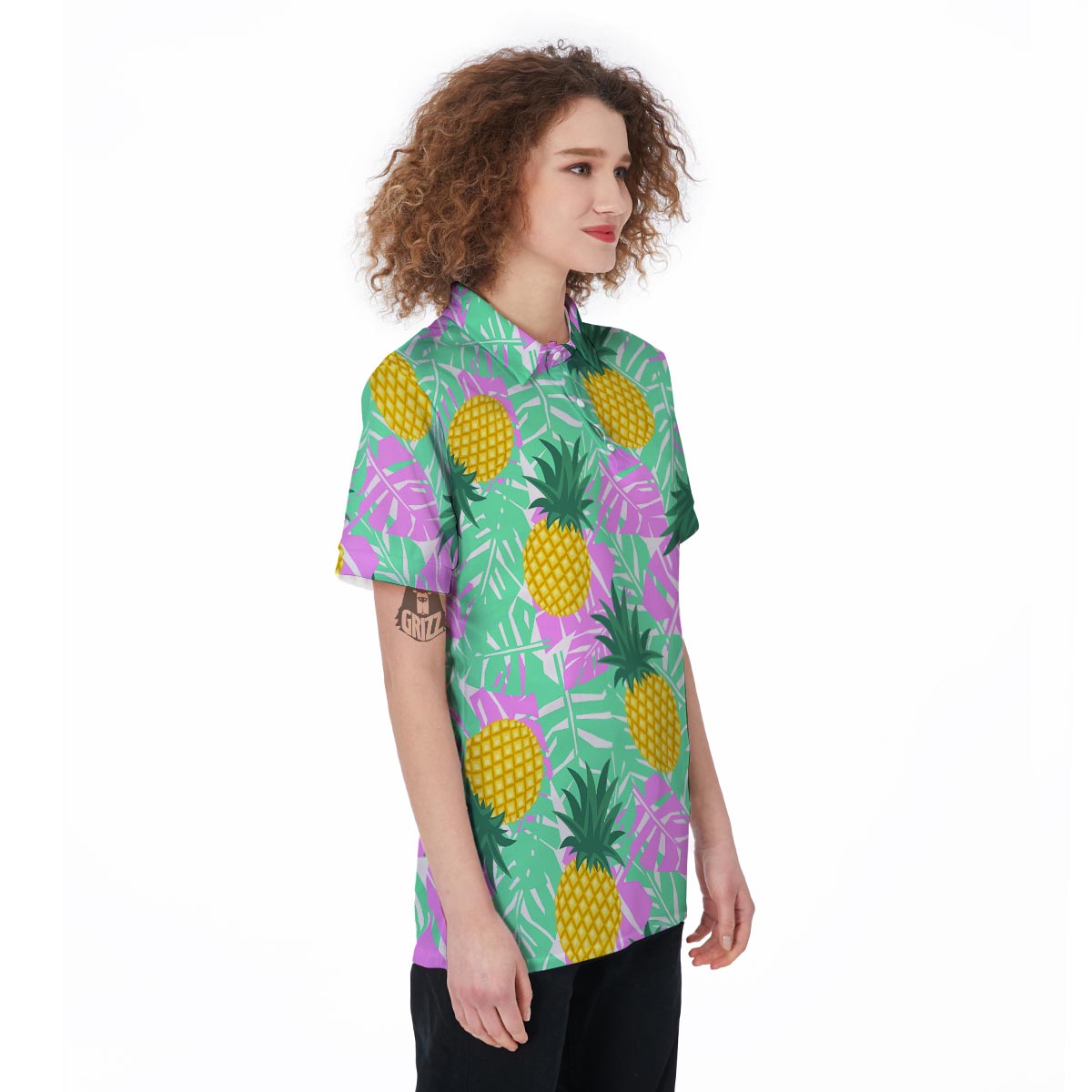 Pineapple Print Women's Golf Shirts-grizzshop