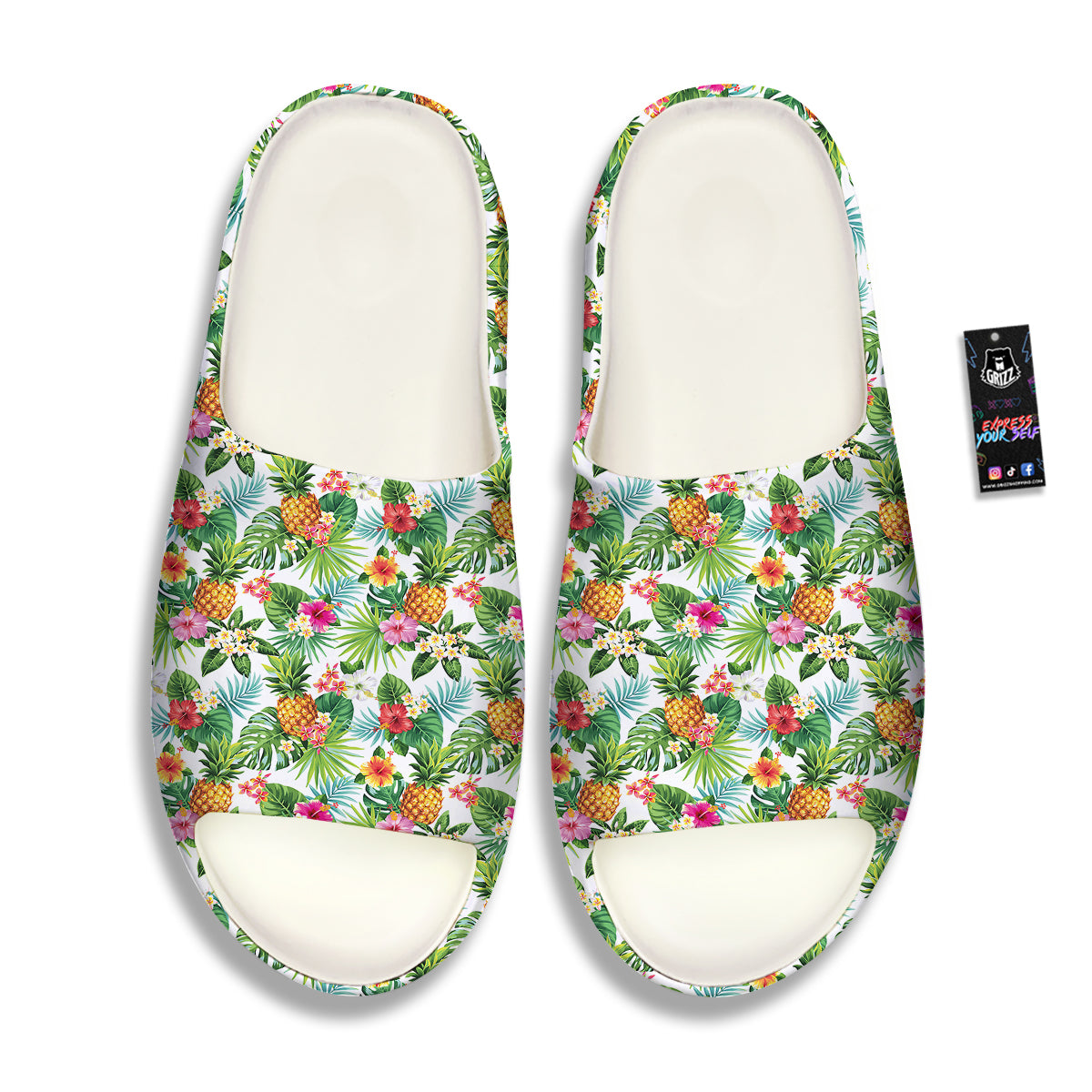Pineapple Aloha Hawaiian Print Pattern Sandals-grizzshop