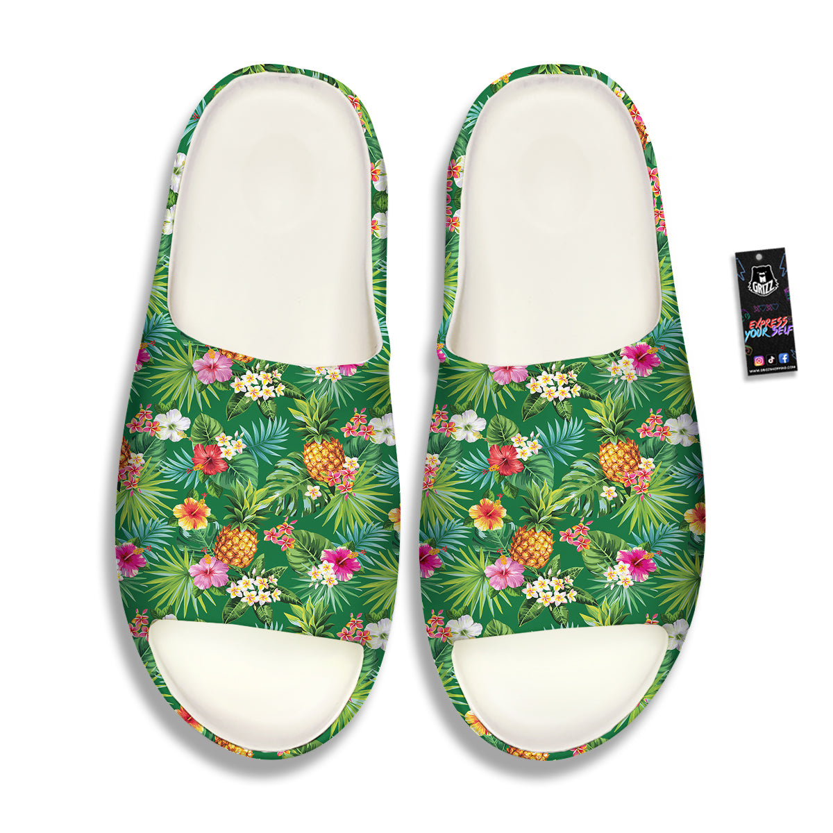 Pineapple Aloha Hibiscus Print Pattern Sandals-grizzshop