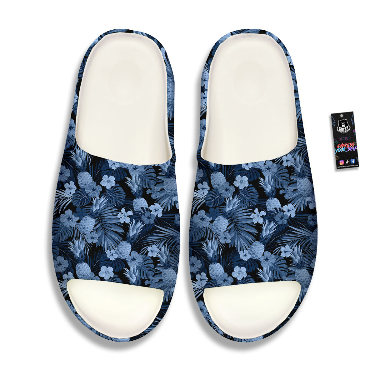 Pineapple Blue Aloha Print Pattern Sandals-grizzshop