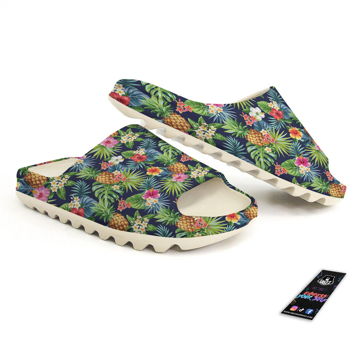 Pineapple Palm Leaf Print Pattern Sandals-grizzshop