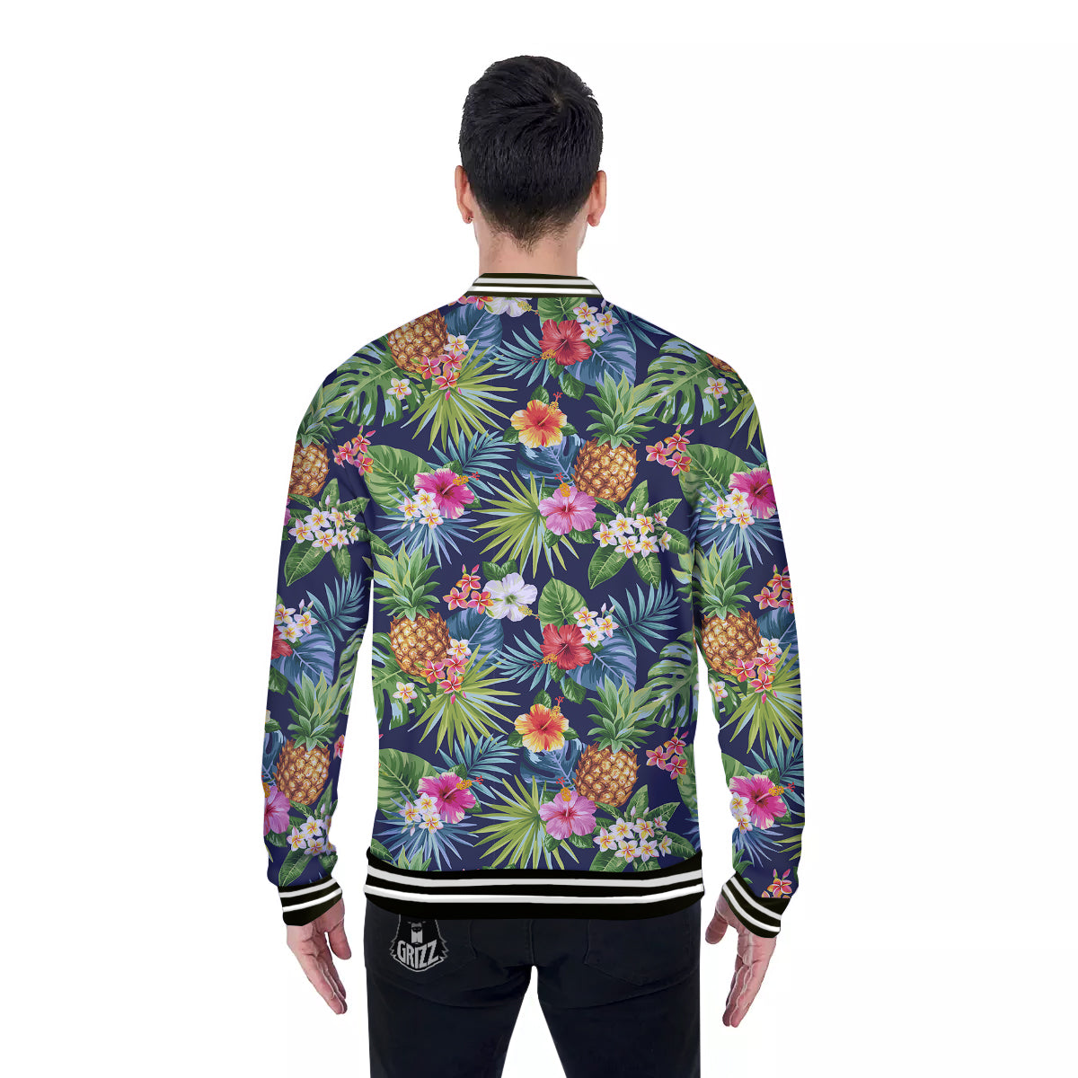Pineapples Tropical Print Pattern Baseball Jacket-grizzshop