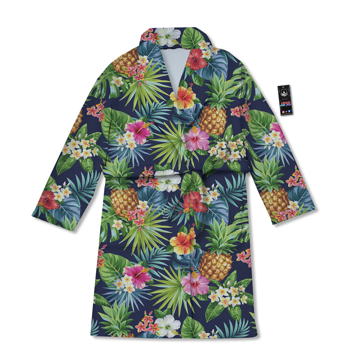 Pineapples Tropical Print Pattern Bathrobe-grizzshop