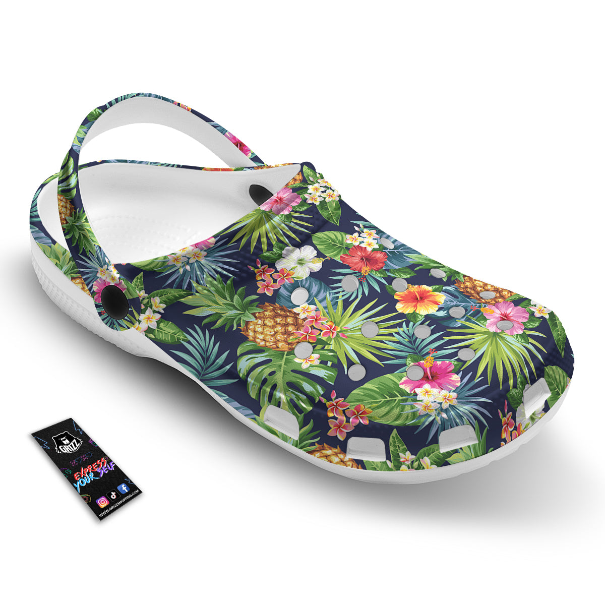 Pineapples Tropical Print Pattern Clog-grizzshop
