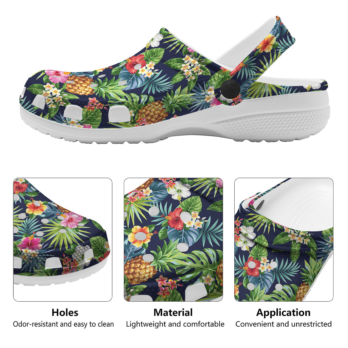 Pineapples Tropical Print Pattern Clog-grizzshop