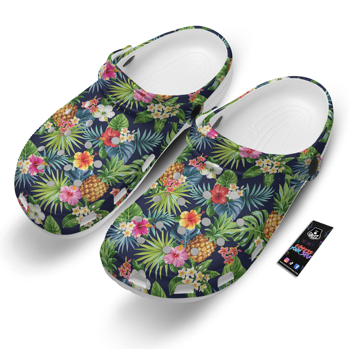 Pineapples Tropical Print Pattern Clog-grizzshop