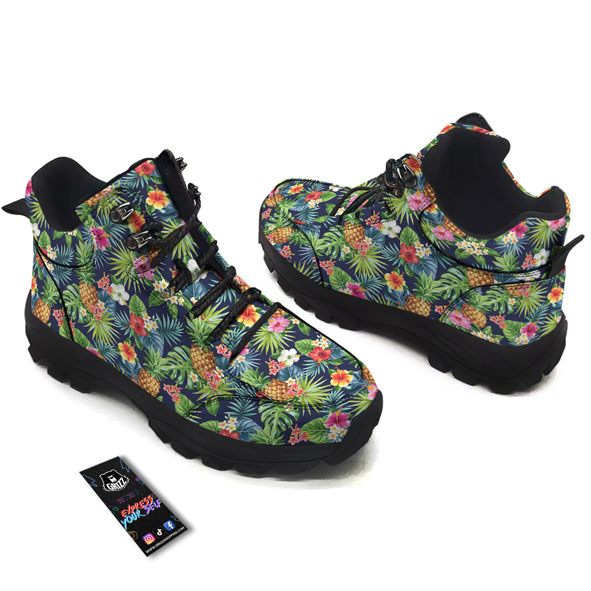 Pineapples Tropical Print Pattern Hiking Shoes-grizzshop
