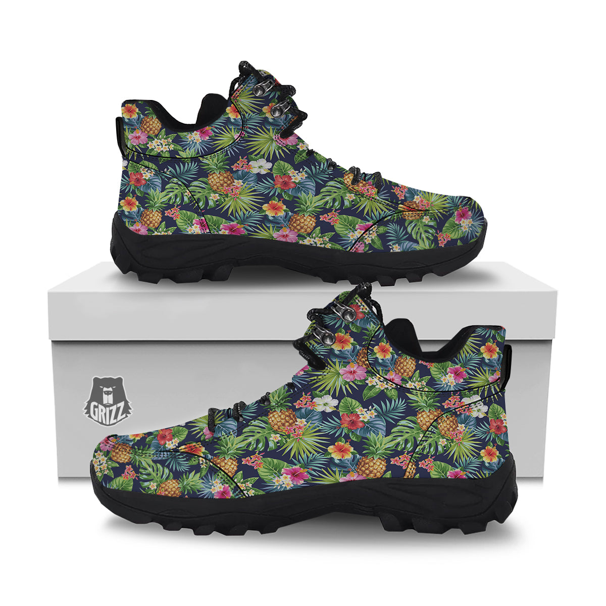 Pineapples Tropical Print Pattern Hiking Shoes-grizzshop