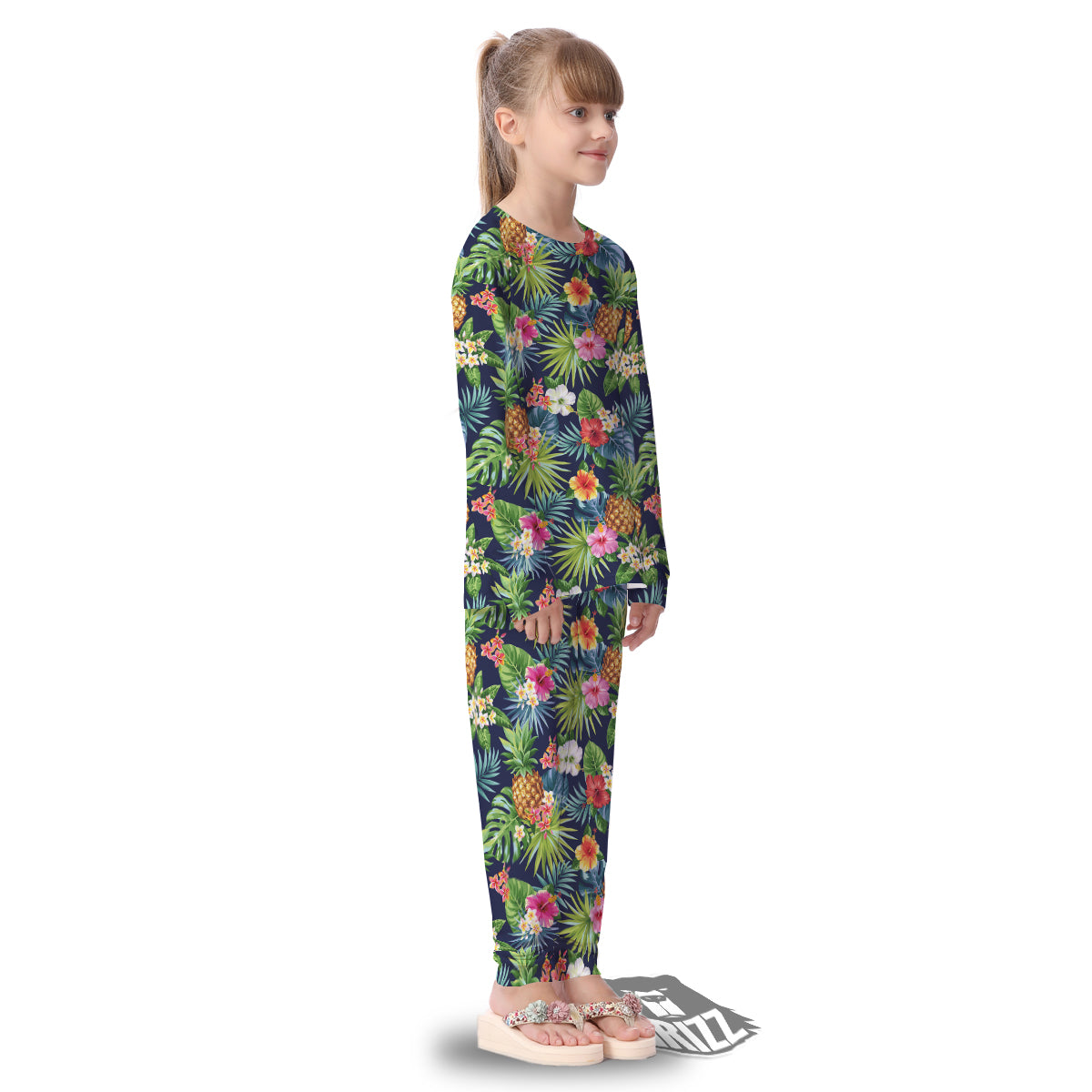 Pineapples Tropical Print Pattern Kid's Pajamas-grizzshop