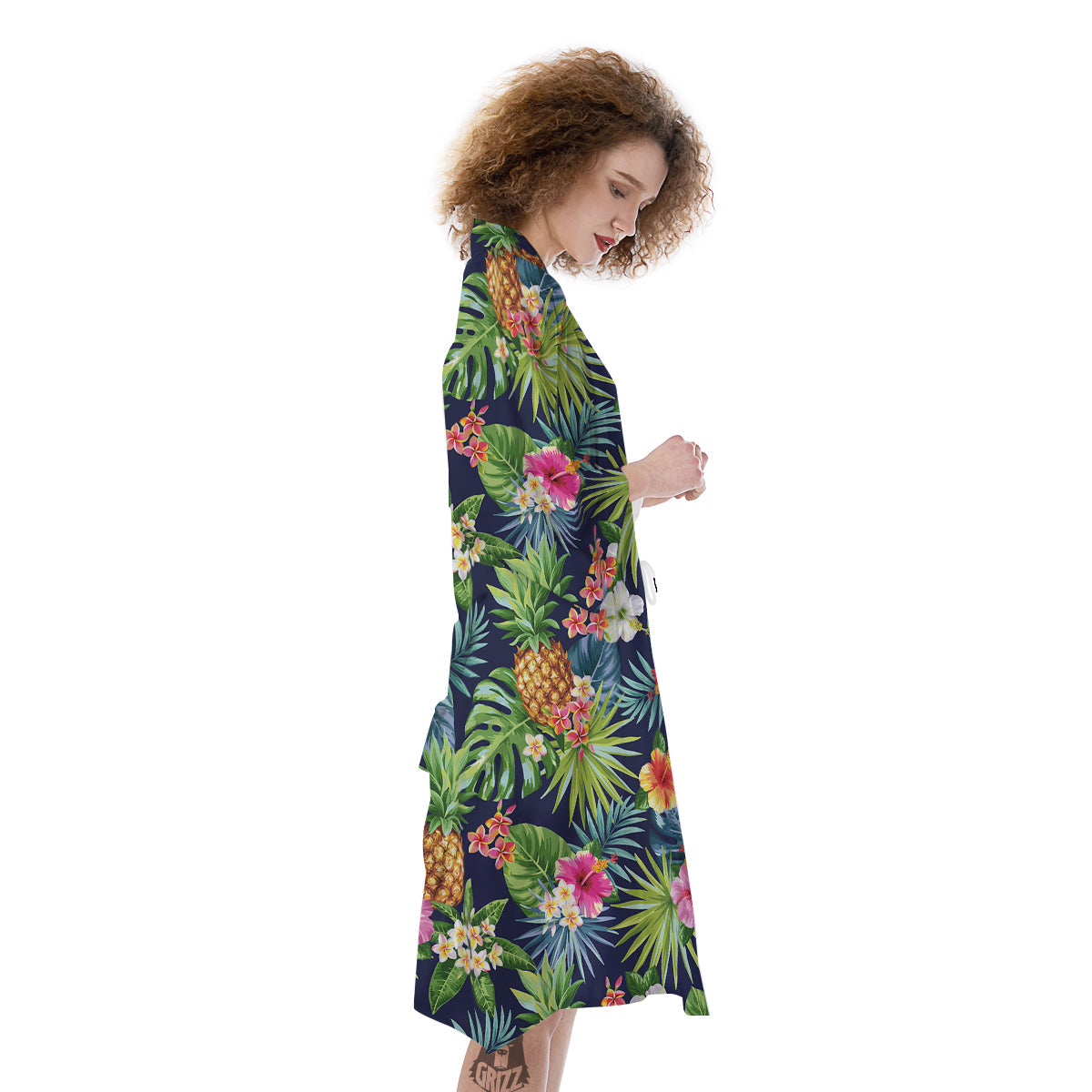 Pineapples Tropical Print Pattern Kimono-grizzshop