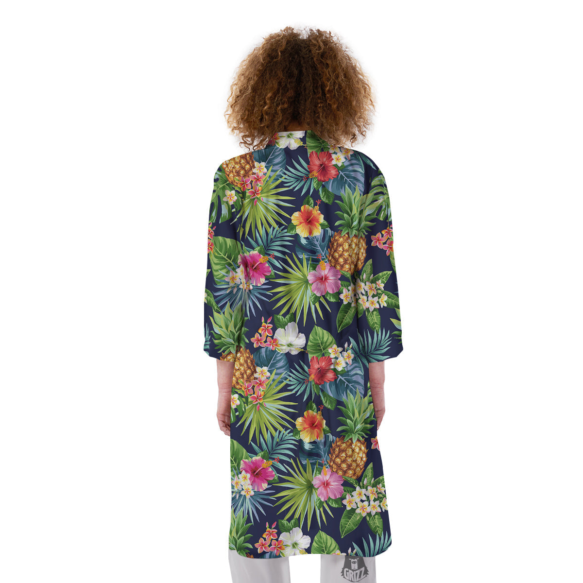 Pineapples Tropical Print Pattern Kimono-grizzshop