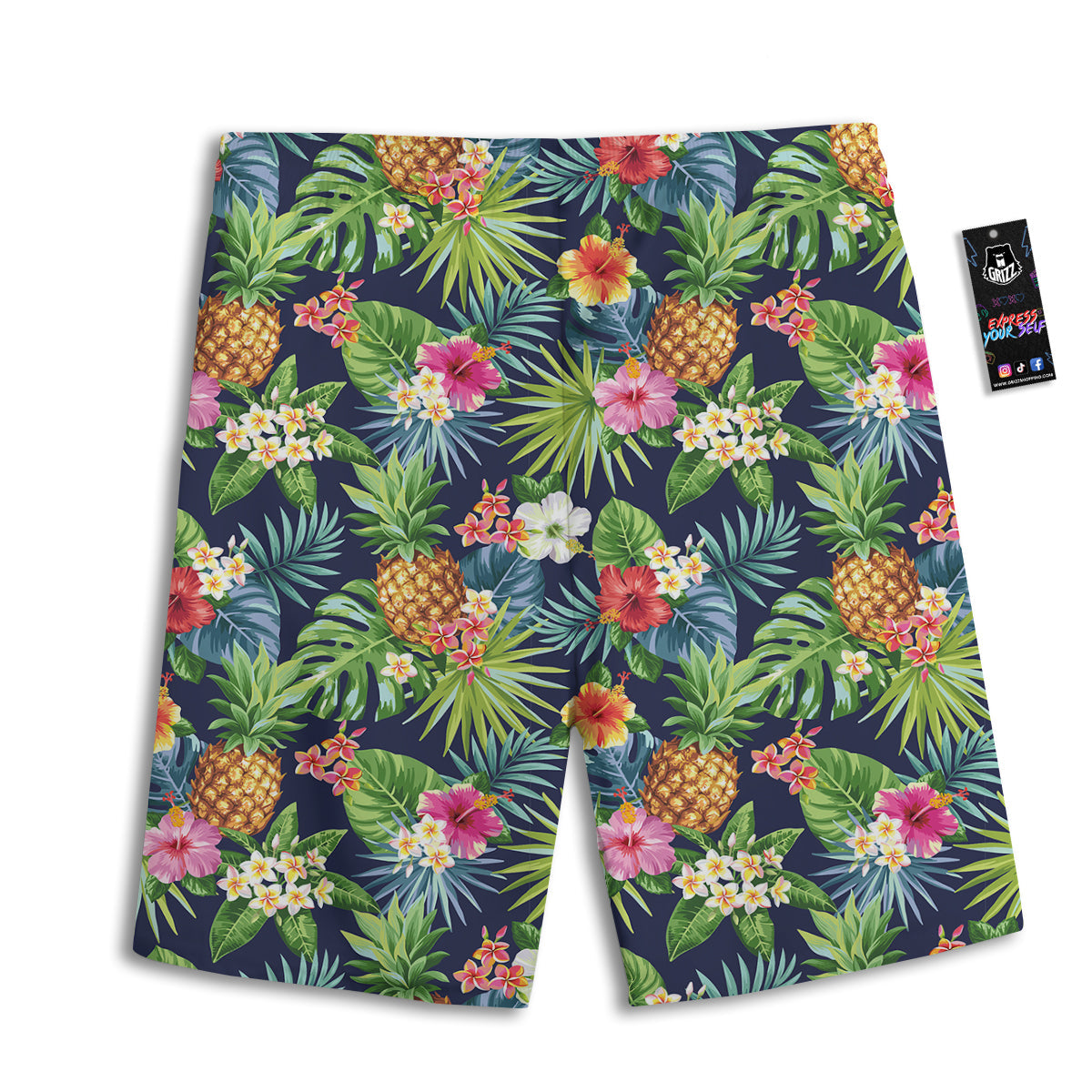 Pineapples Tropical Print Pattern Men's Athletic Shorts-grizzshop
