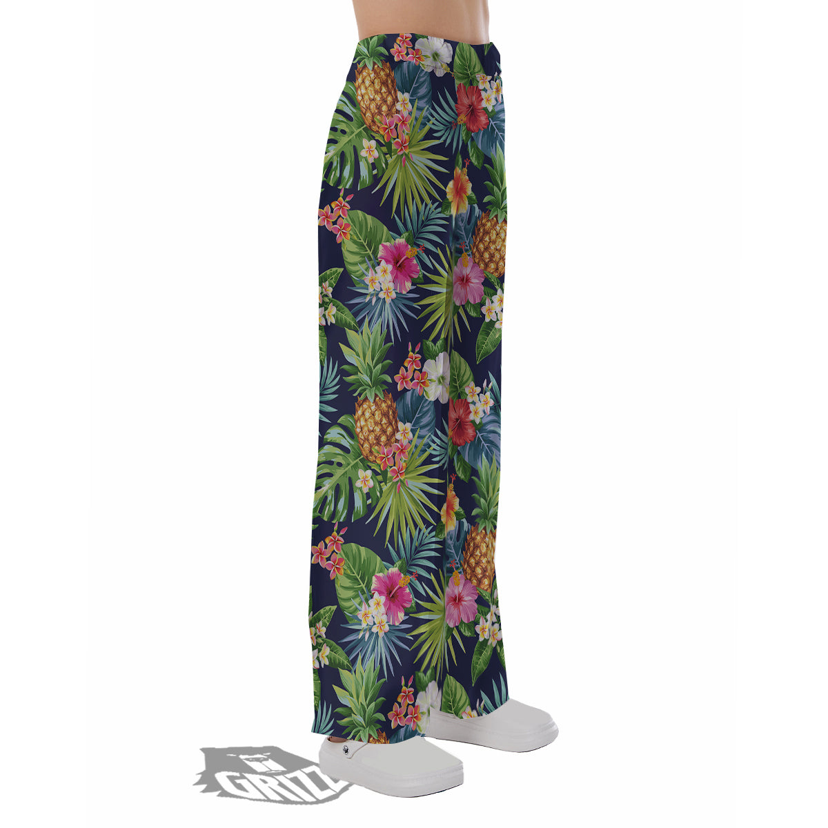 Pineapples Tropical Print Pattern Pajama Pants-grizzshop