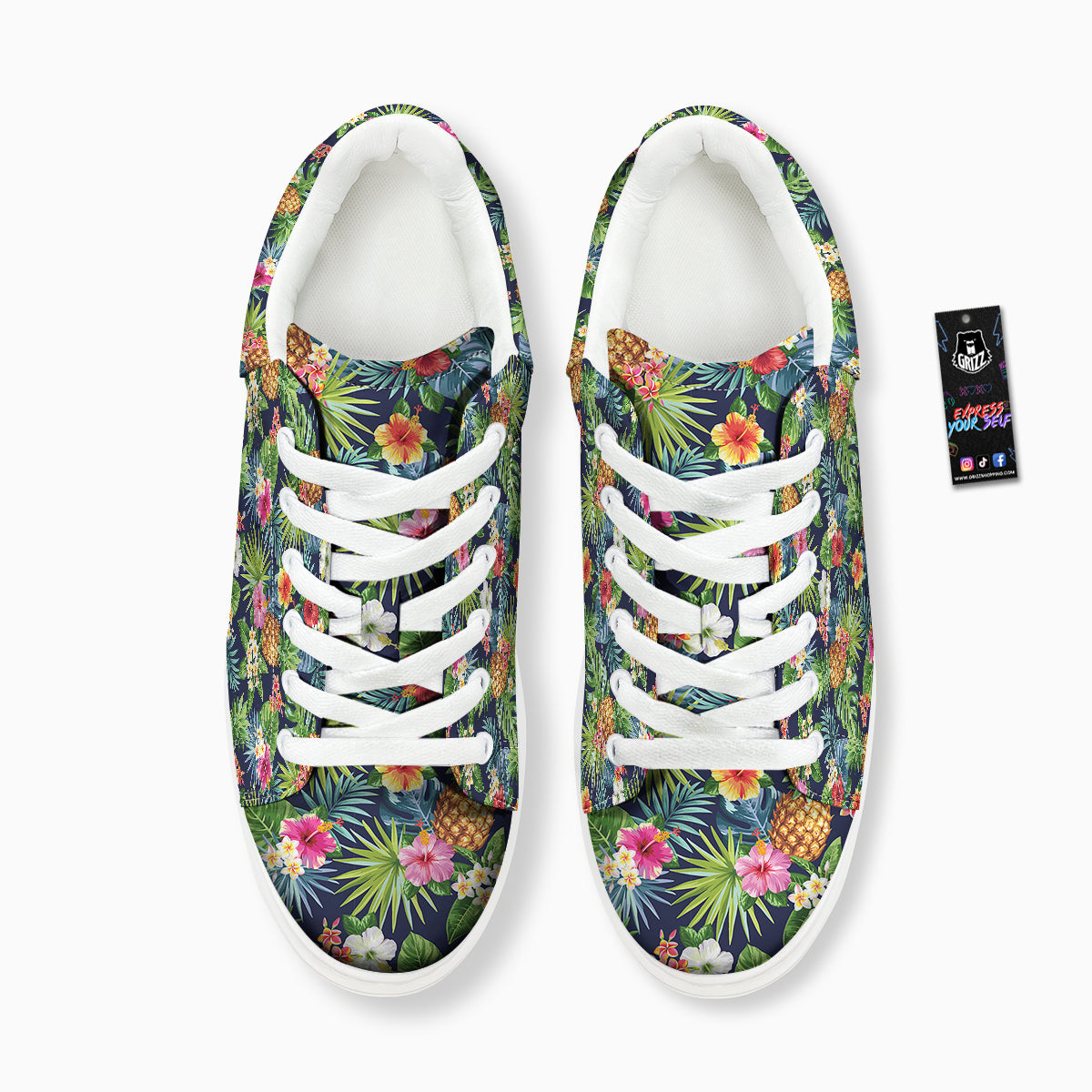 Pineapples Tropical Print Pattern Platform Shoes-grizzshop