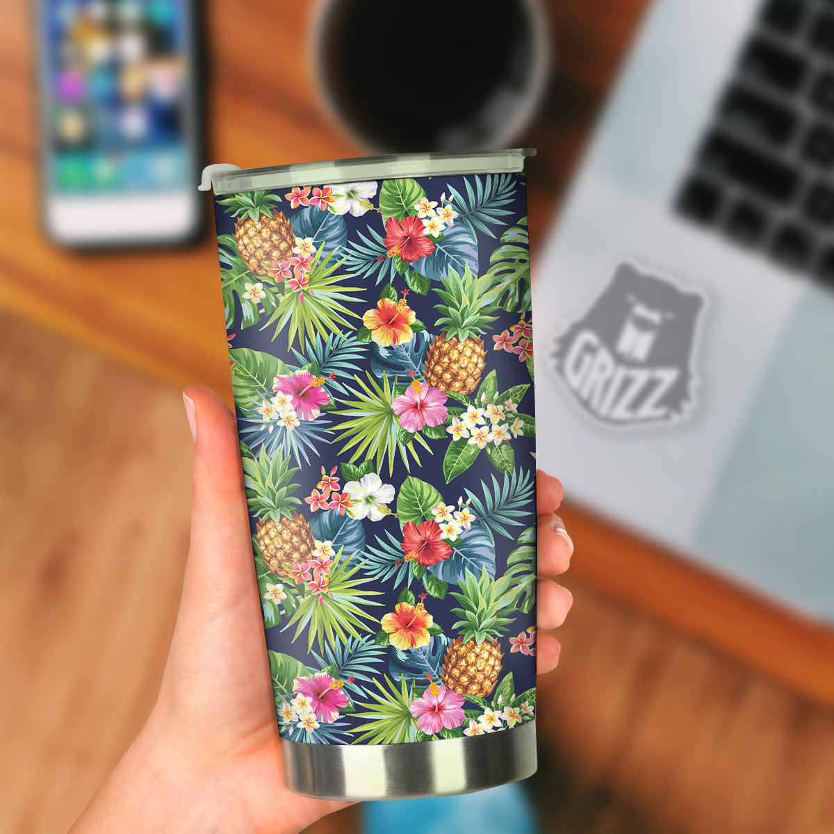 Pineapples Tropical Print Pattern Tumbler-grizzshop
