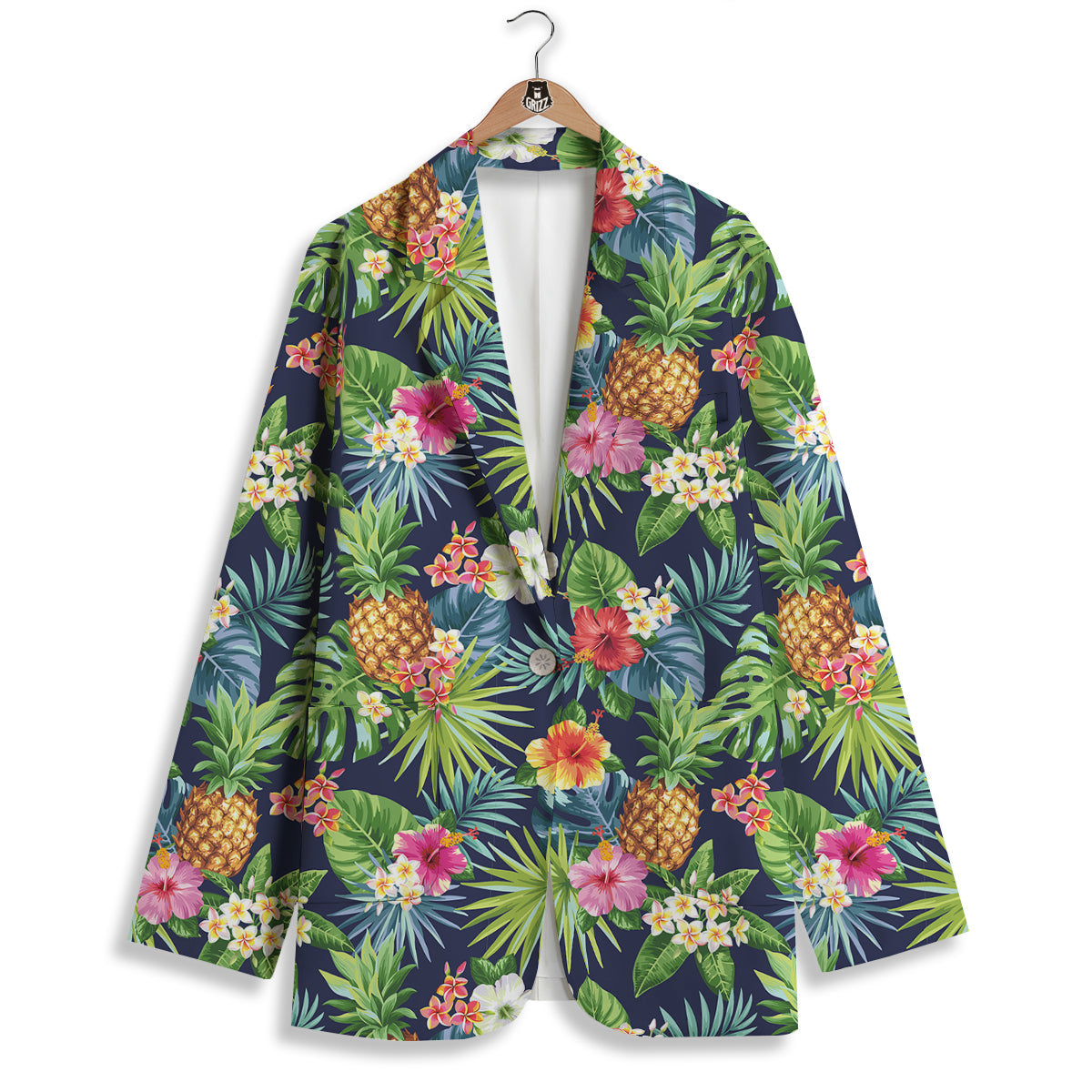 Pineapples Tropical Print Pattern Women's Blazer-grizzshop