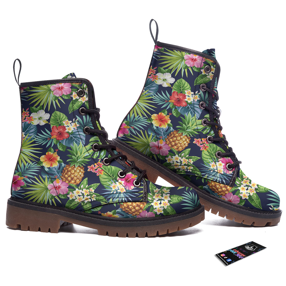 Pineapples Tropical Print Pattern Work Boots-grizzshop