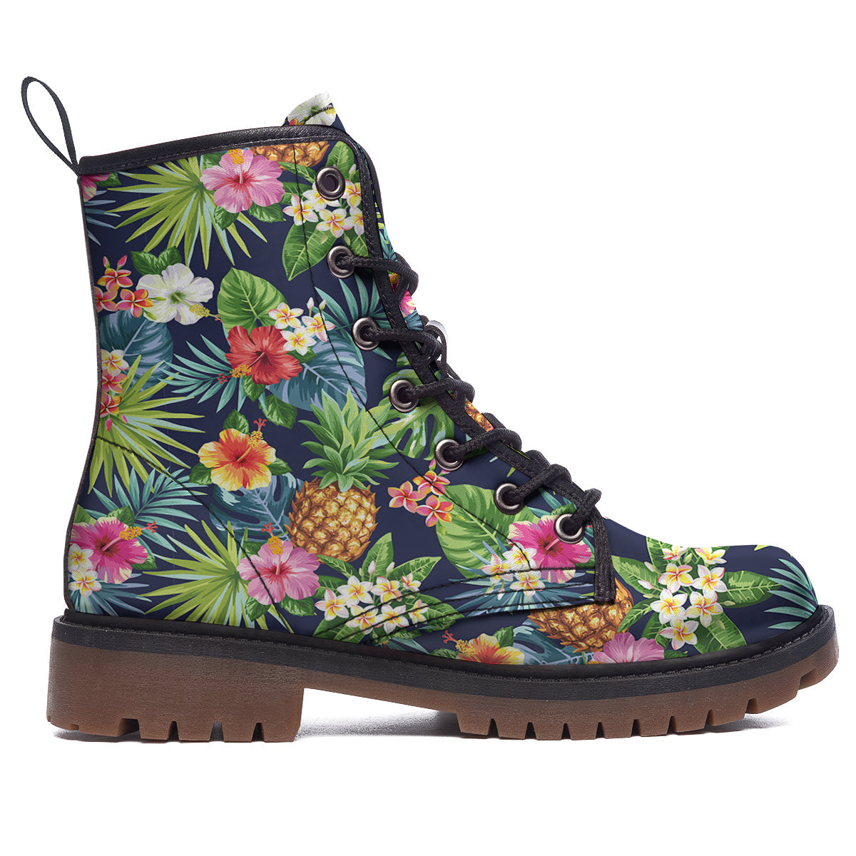 Pineapples Tropical Print Pattern Work Boots-grizzshop