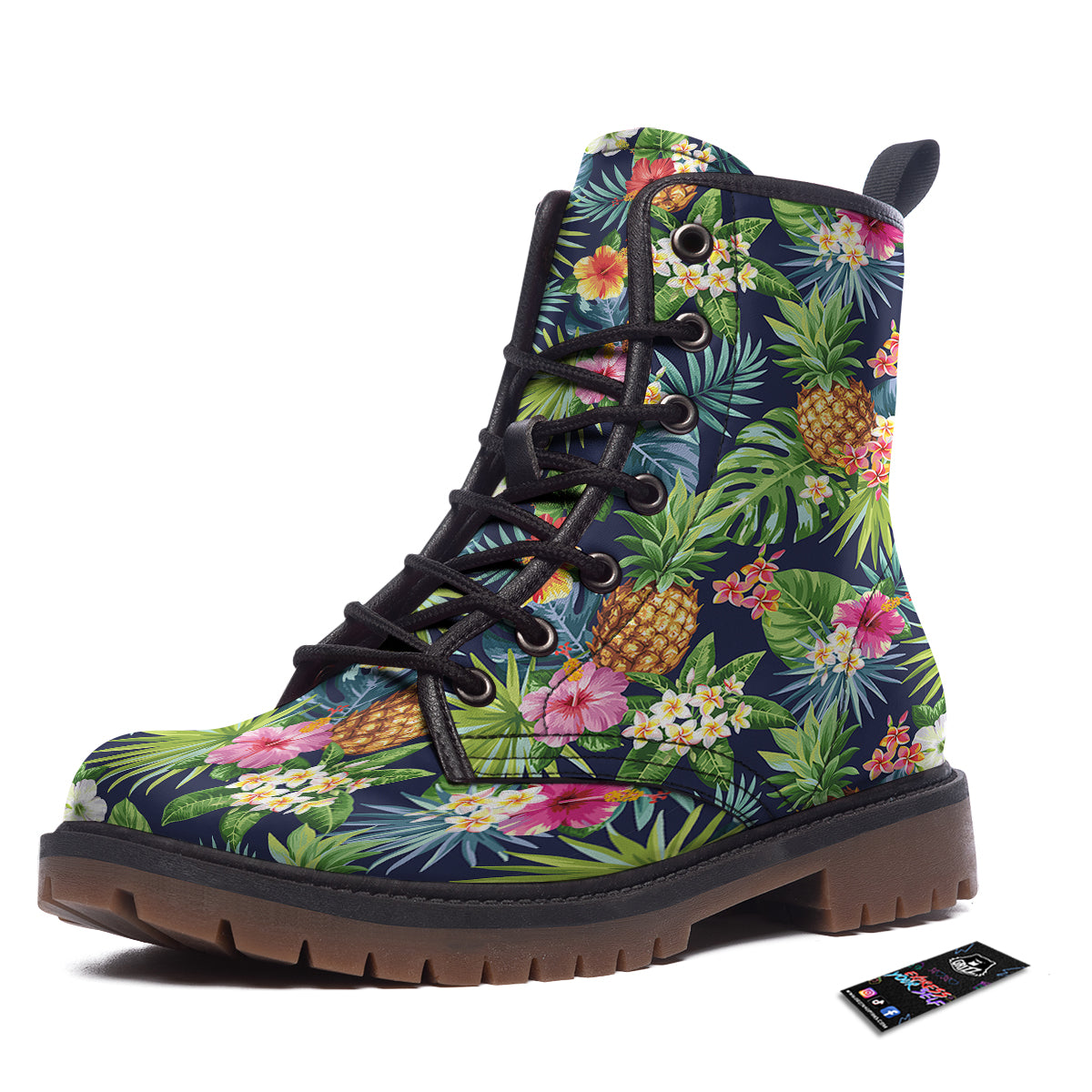 Pineapples Tropical Print Pattern Work Boots-grizzshop