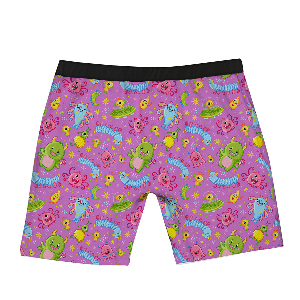 Pink Alien And Cute Monsters Print Pattern Boxer Briefs-grizzshop