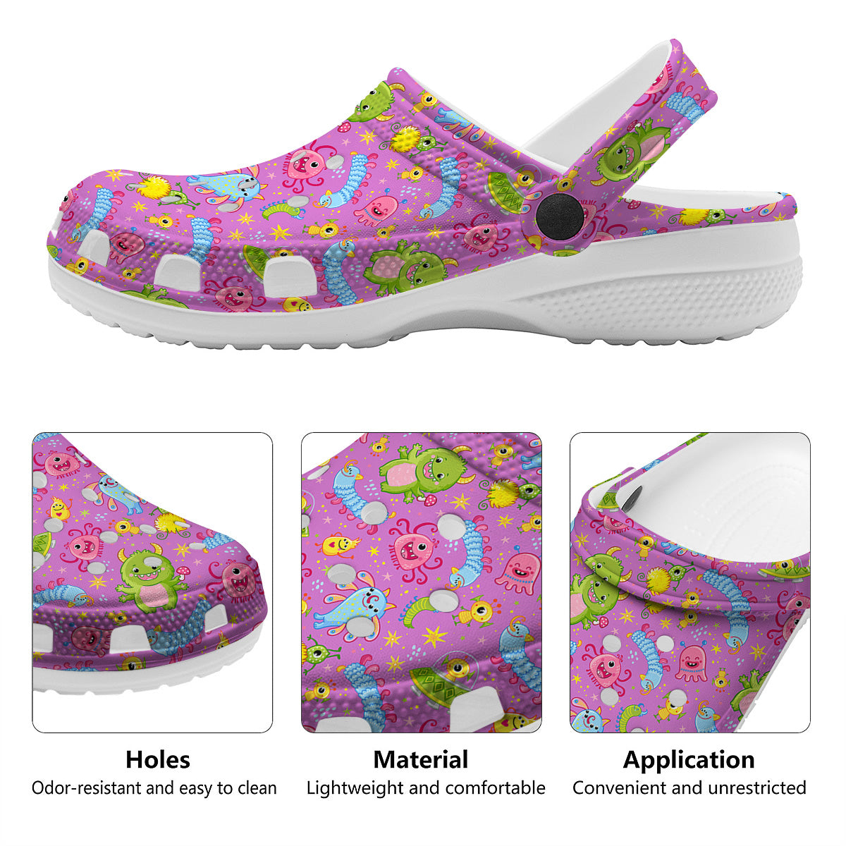 Pink Alien And Cute Monsters Print Pattern Clog-grizzshop
