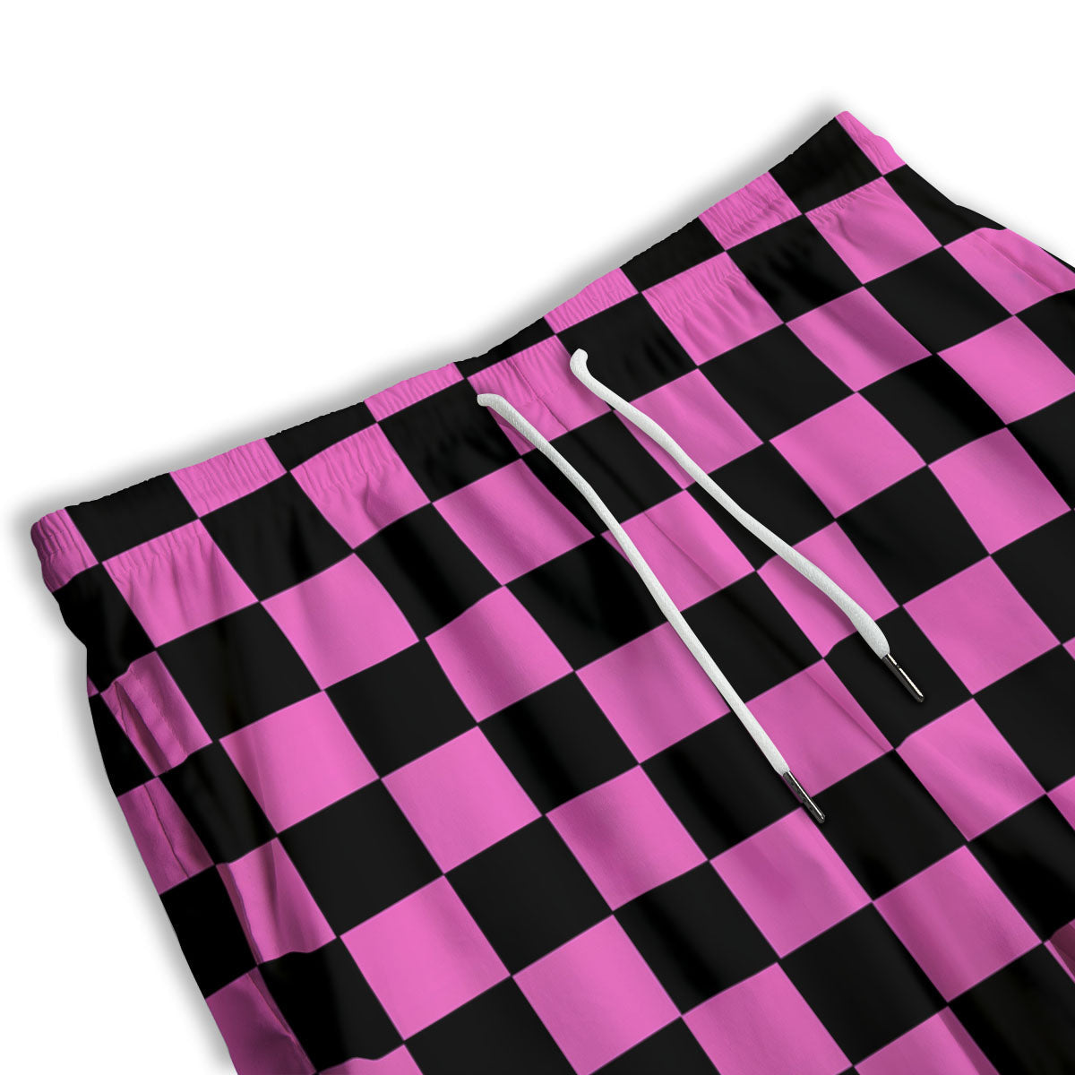 Pink And Black Checkered Print Pattern Men's Athletic Shorts