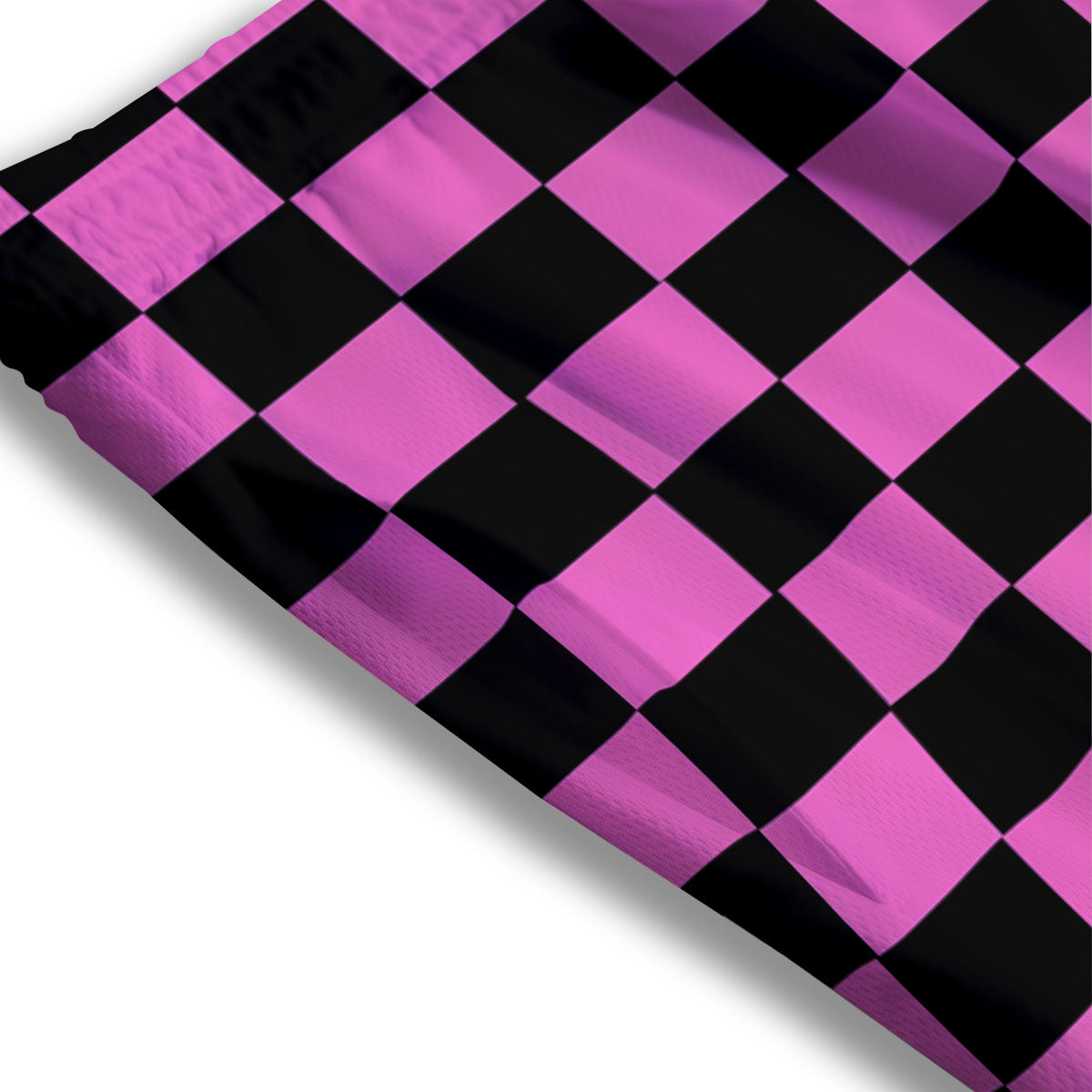 Pink And Black Checkered Print Pattern Mesh Shorts