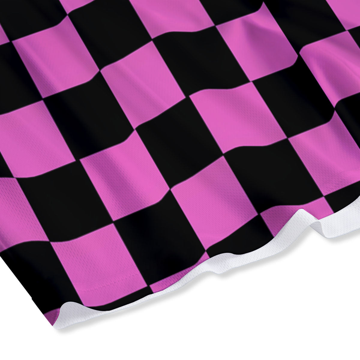 Pink And Black Checkered Print Pattern Mesh Shorts