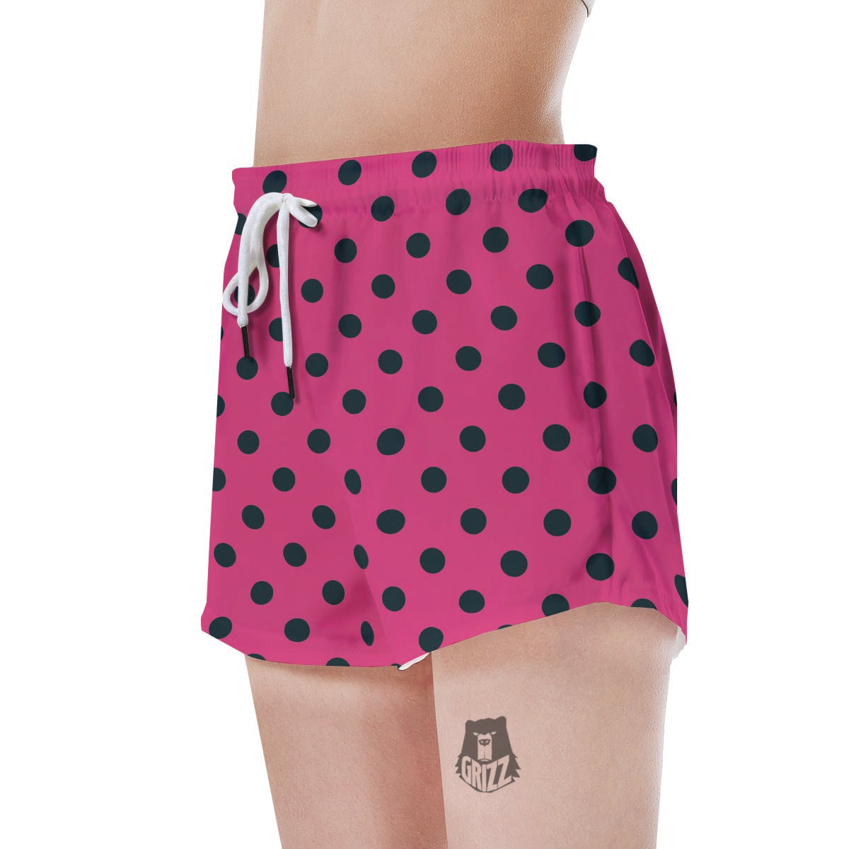 Pink And Black Polka Dot Women's Shorts-grizzshop