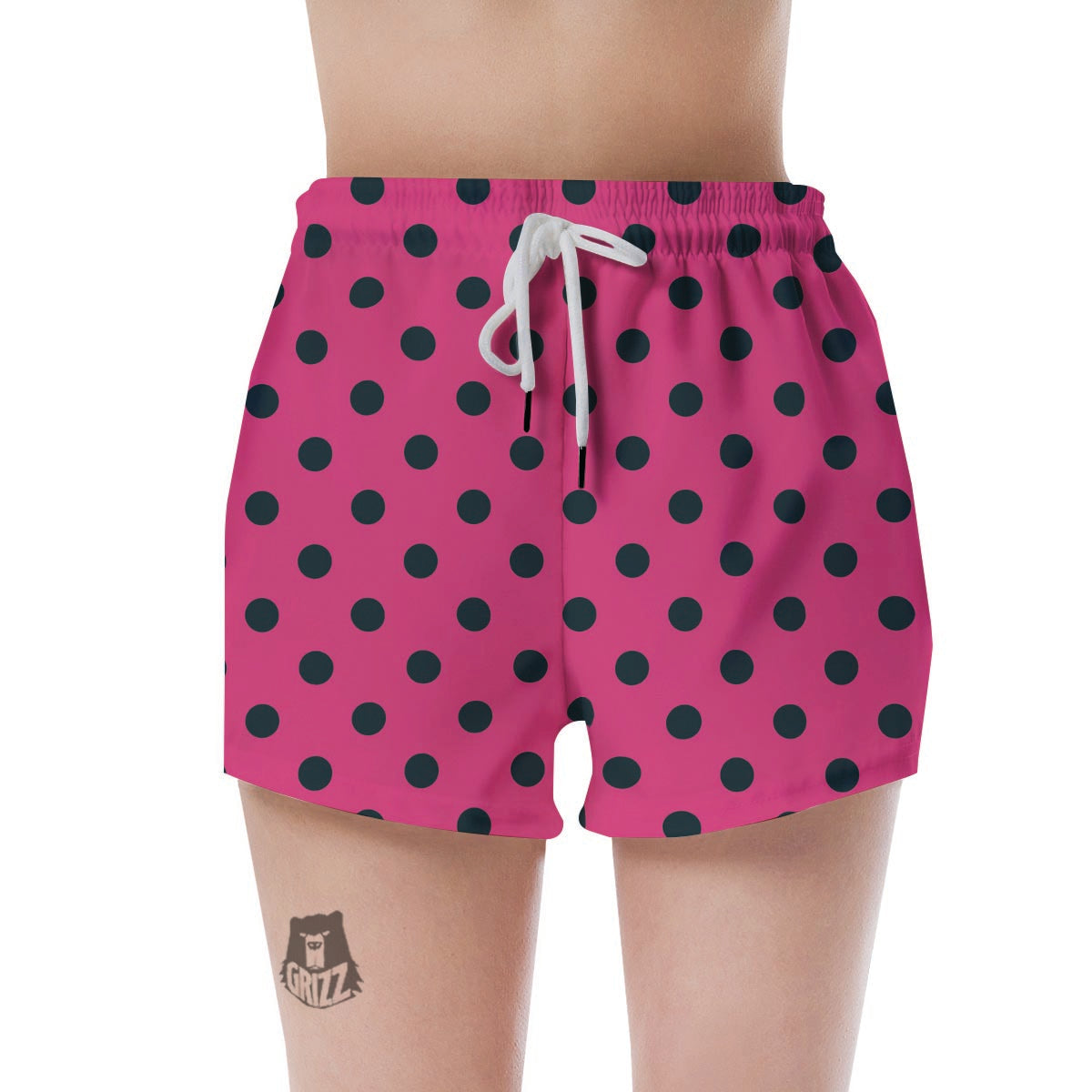 Pink And Black Polka Dot Women's Shorts-grizzshop