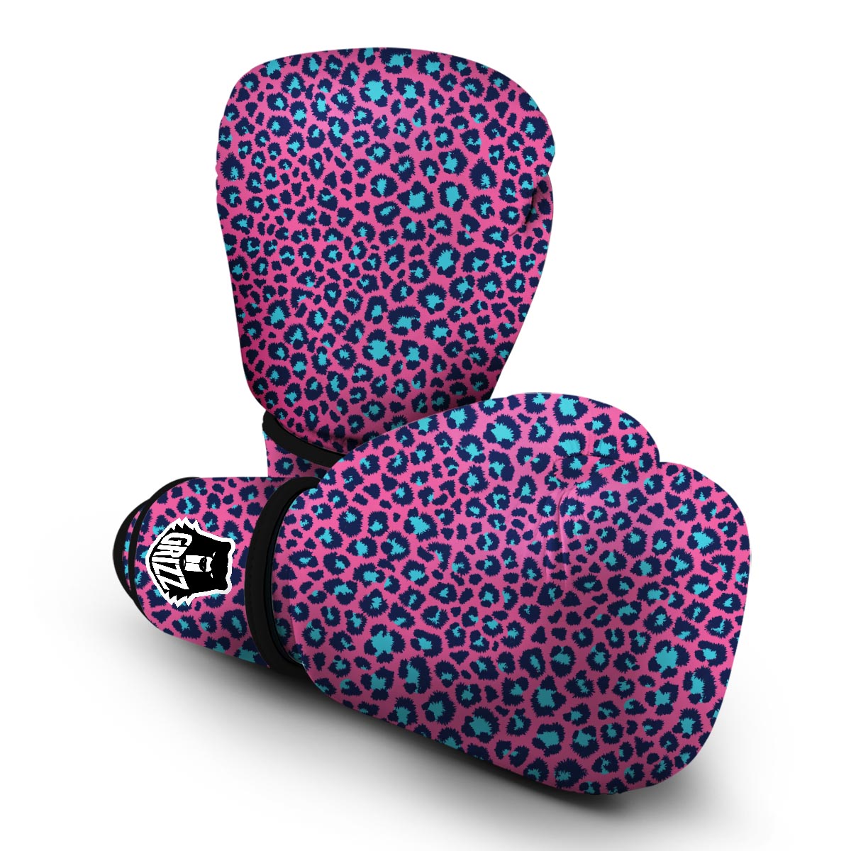 Pink And Blue Dot Leopard Boxing Gloves-grizzshop