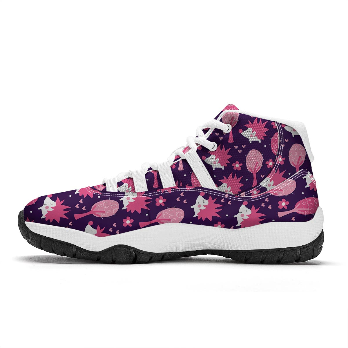Pink And Blue Hedgehog White Bball Shoes-grizzshop
