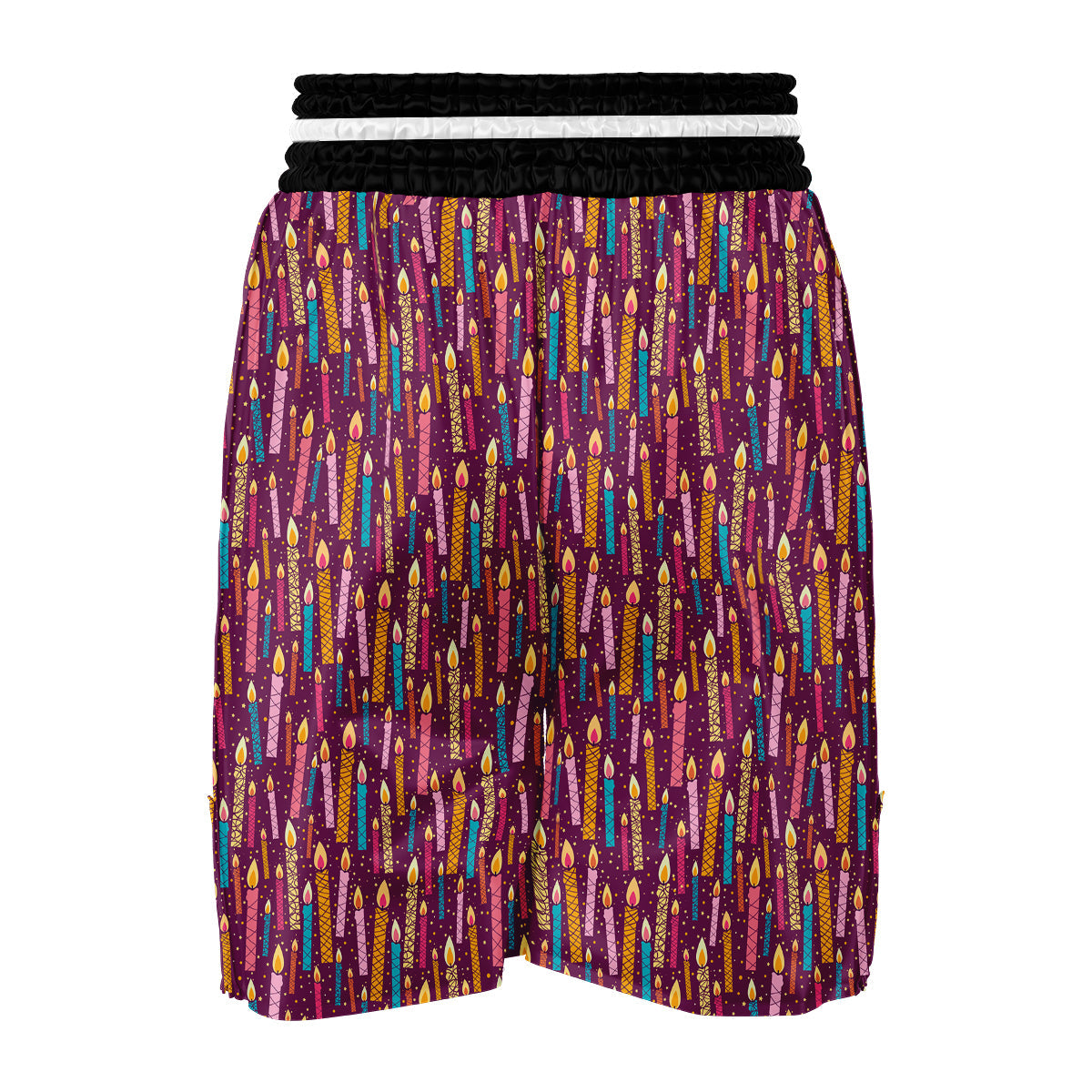 Pink And Colorful Candle Print Pattern Boxing Shorts-grizzshop