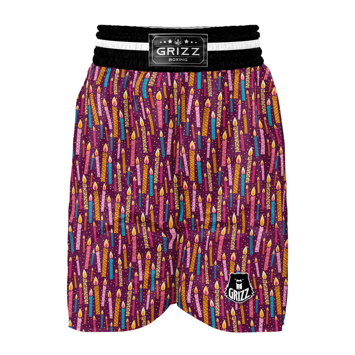 Pink And Colorful Candle Print Pattern Boxing Shorts-grizzshop