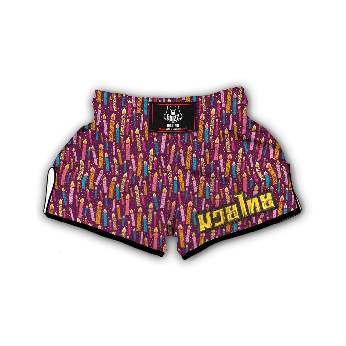Pink And Colorful Candle Print Pattern Muay Thai Boxing Shorts-grizzshop