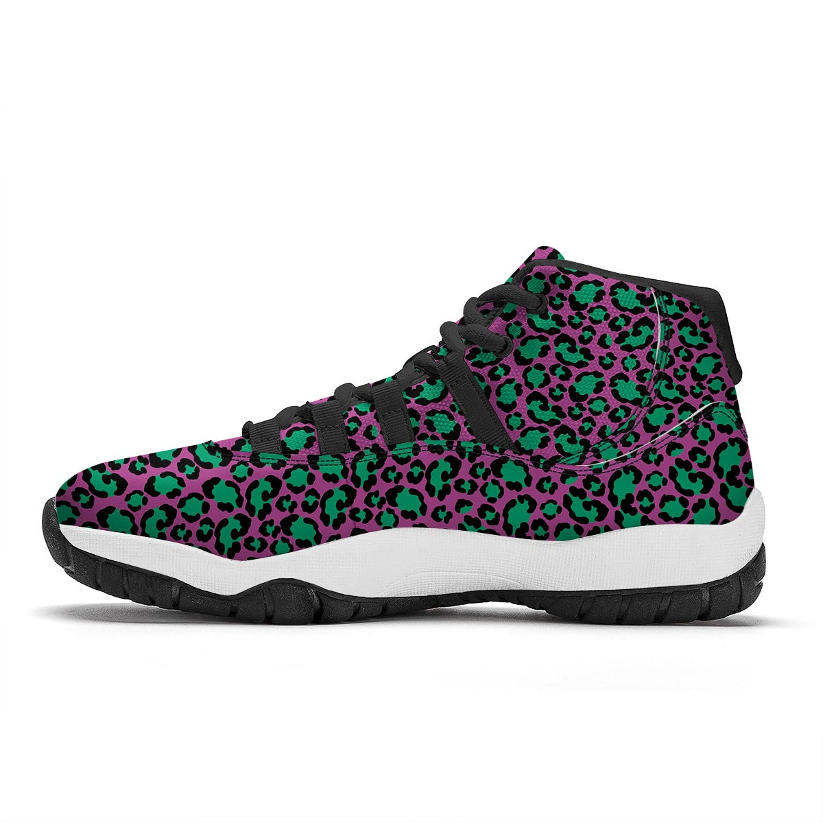 Pink And Green Dot Leopard Black Bball Shoes-grizzshop