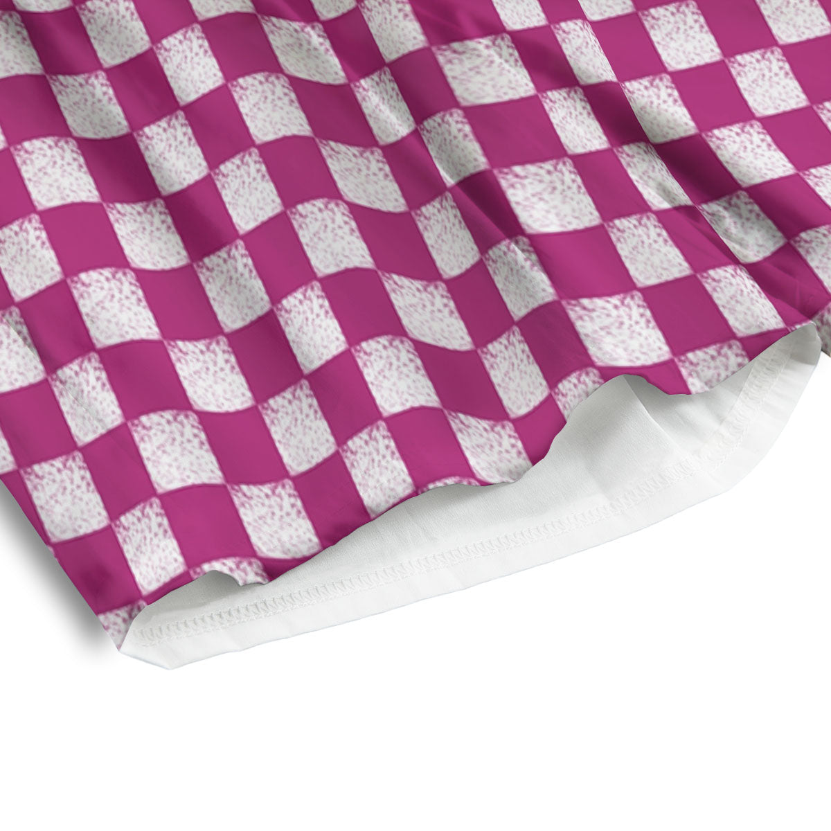 Pink And White Checkered Print Pattern Men's Athletic Shorts