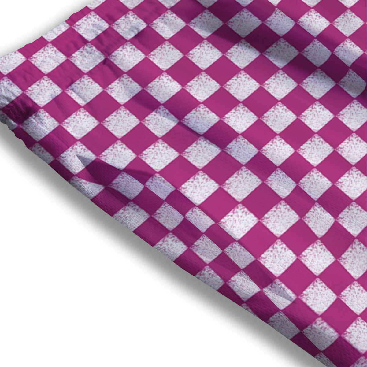 Pink And White Checkered Print Pattern Mesh Shorts