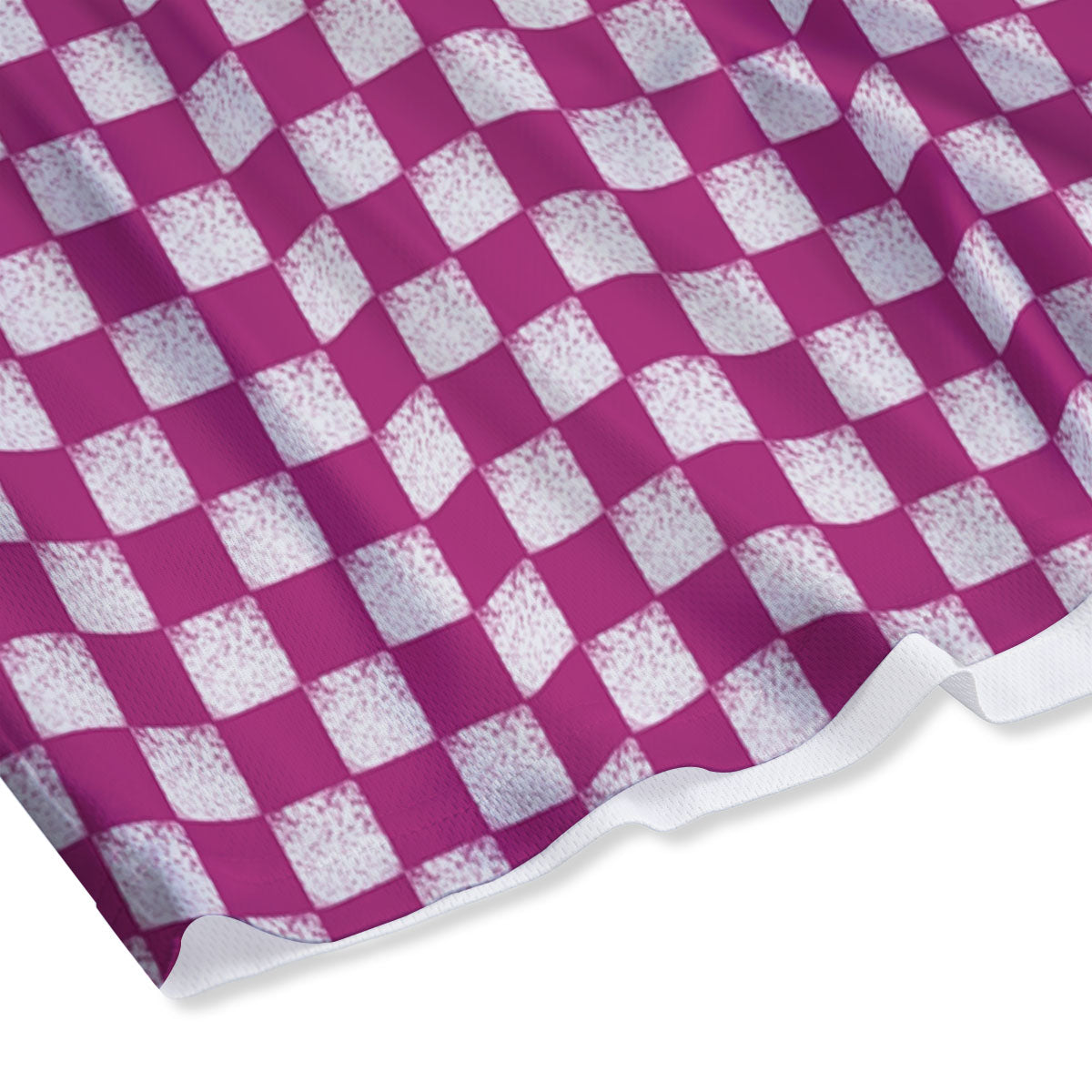 Pink And White Checkered Print Pattern Mesh Shorts