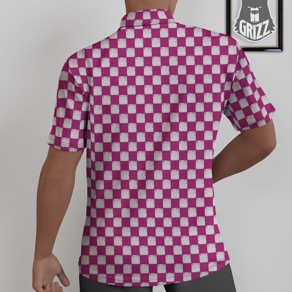 Pink And White Checkered Print Pattern Untucked Shirts-grizzshop