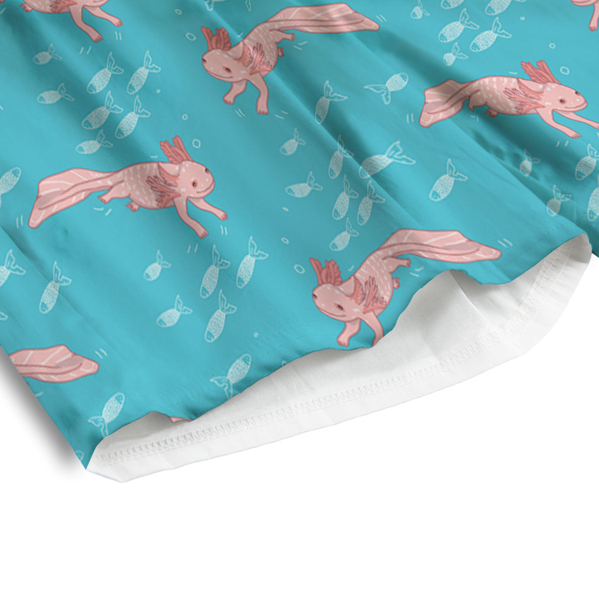 Pink Axolotl Teal Print Pattern Men's Athletic Shorts