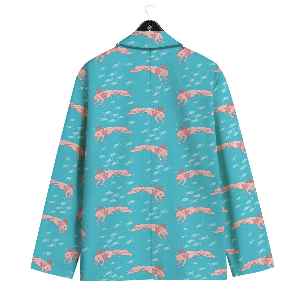 Pink Axolotl Teal Print Pattern Men's Sport Coat-grizzshop