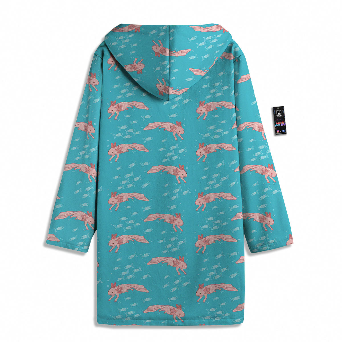 Pink Axolotl Teal Print Pattern Men's Windbreaker Jacket-grizzshop