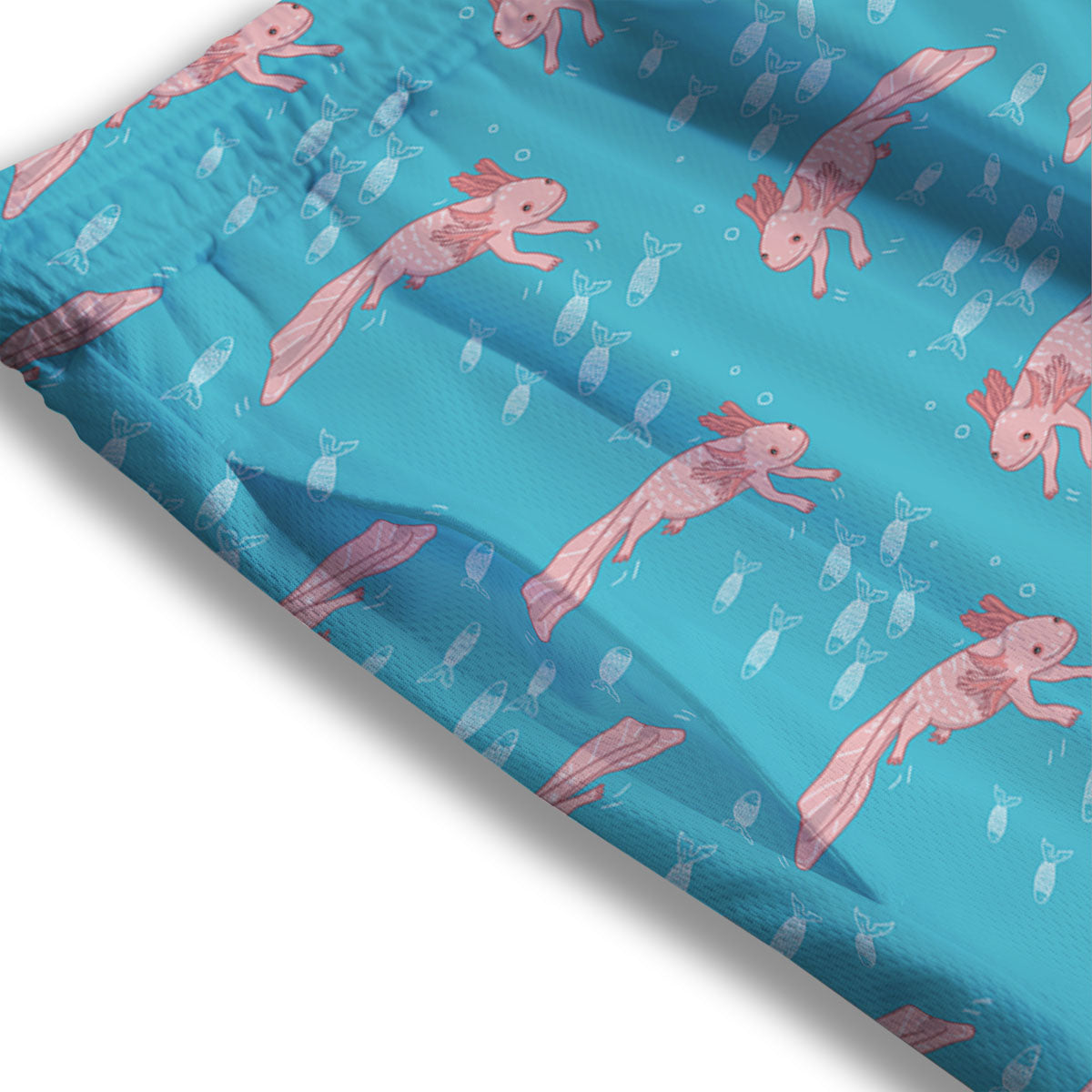Pink Axolotl Teal Print Pattern Mesh Shorts